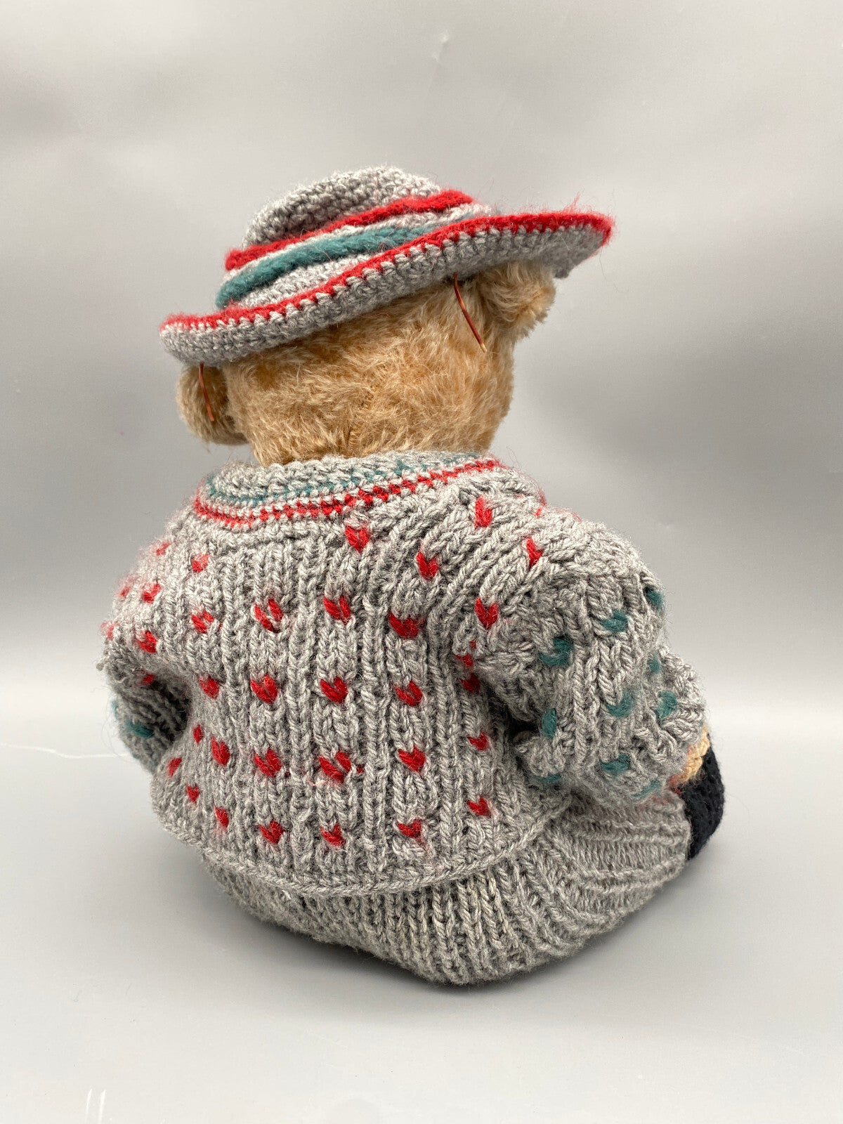 TEDDYBÄR SAMMLERSTÜCK HANDGEFERTIGT HANDGESTRICKT KUSCHELTIER 50ER DEUTSCHLAND