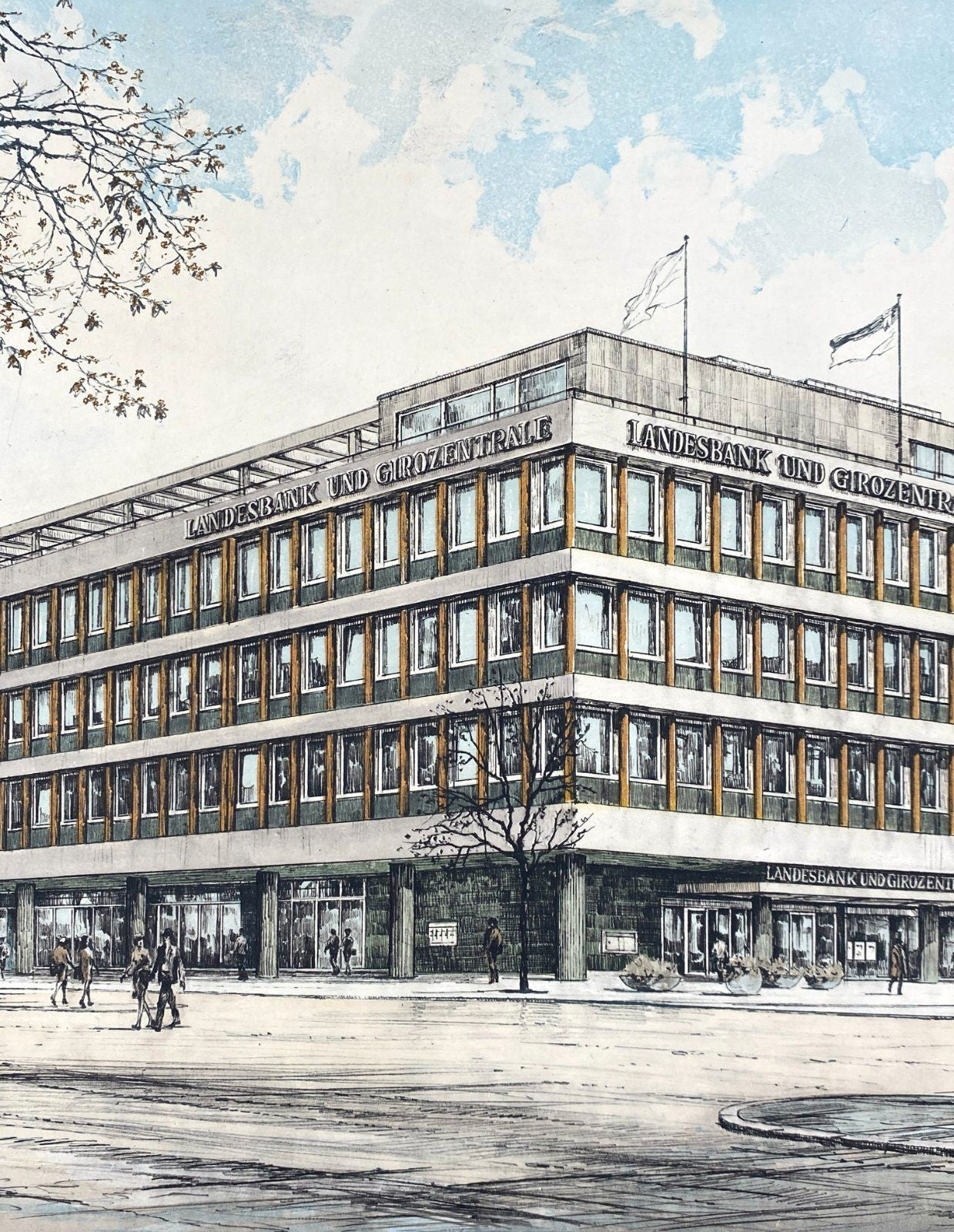 *1v2 GRAFIK HEINZ WEHLISCH LANDESBANK MAINZ VINTAGE OFFSET-LITHO