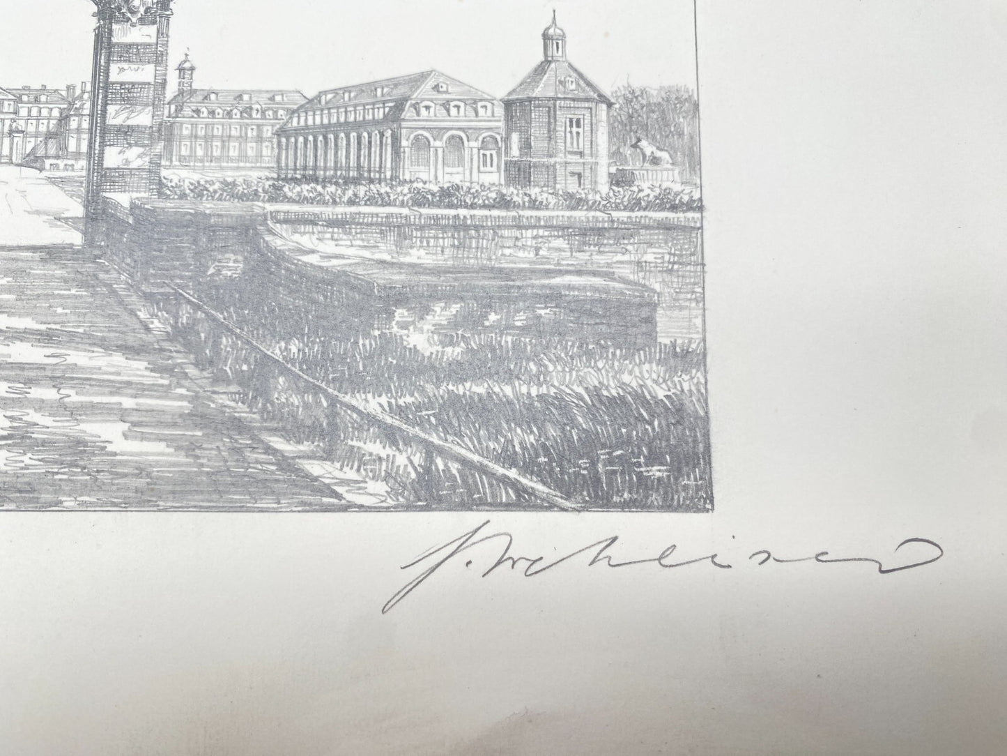DEUTSCHER KÜNSTLER HEINZ WEHLISCH ZEICHNUNG SCHLOSS NORDKIRCHEN HANDSIGNIERT