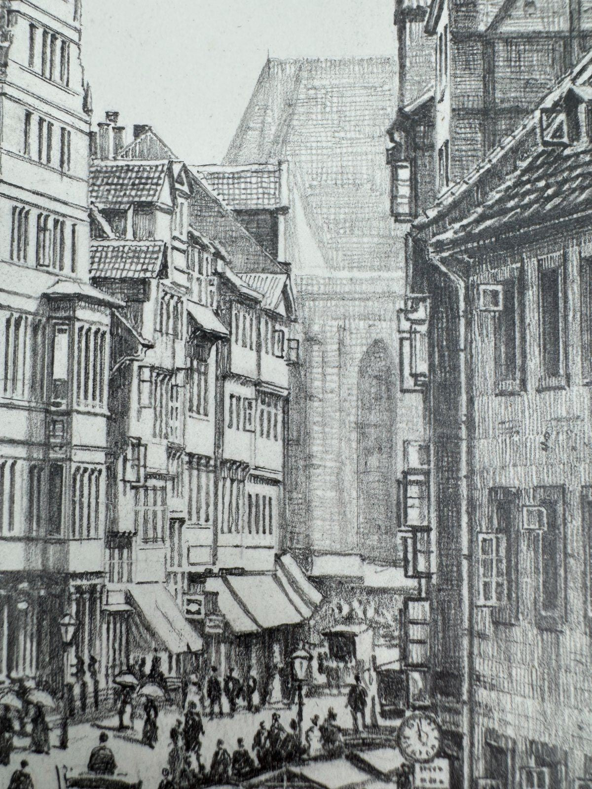 * HEINZ WEHLISCH ZEICHNUNG HANNOVER SCHMIEDESTRAßE 1888 ANSICHT