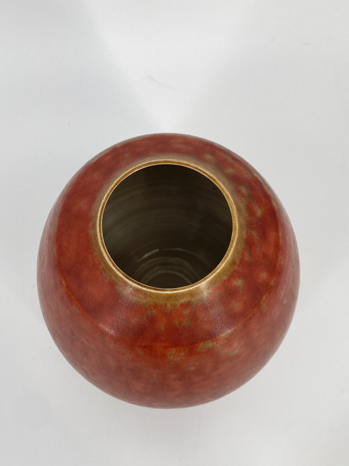 * VASE HORST SEIFERT OVAL KUGEL ROT MID CENTURY SIGNIERT KERAMIK KUNST VINTAGE