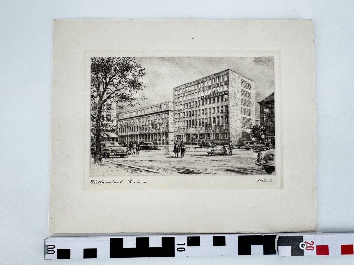 * HEINZ WEHLISCH ORIGINAL RADIERUNG WESTFALENBANK BOCHUM ANSICHT