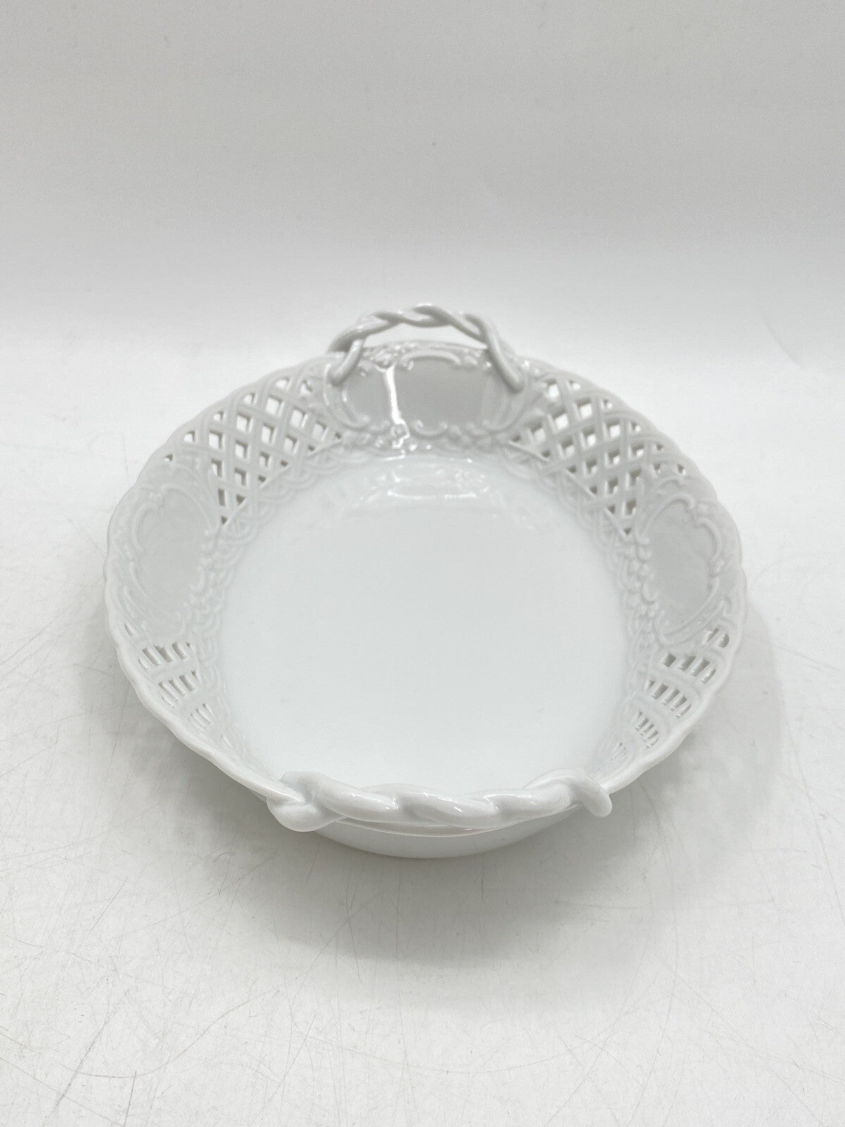 * 3 TEILE MEISSEN KONVOLUT KORB VASE STREUBLUME PORZELLAN WEIß 2. WAHL 4. WAHL