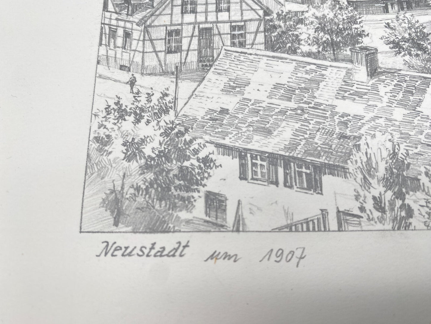 DEUTSCHER KÜNSTLER HEINZ WEHLISCH ZEICHNUNG NEUSTADT UM 1907 HANDSIGNIERT