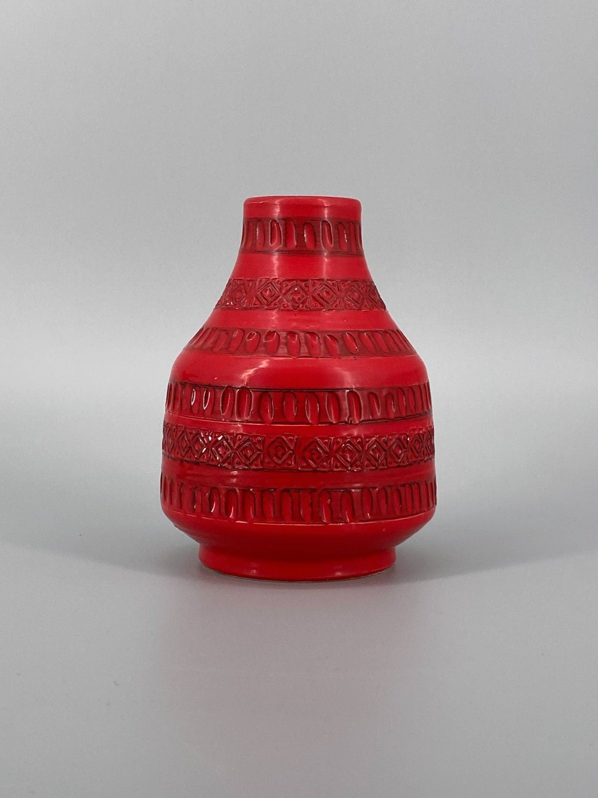* VASE ITALY POTTERY BITOSSI LONDI ROT GEOMETRIE VINTAGE 60er