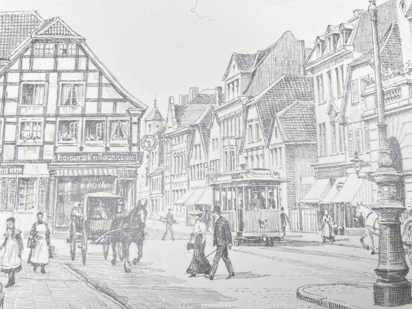 HEINZ WEHLISCH ZEICHNUNG LÜNEN RATHAUS UM 1890 HANDSIGNIERT