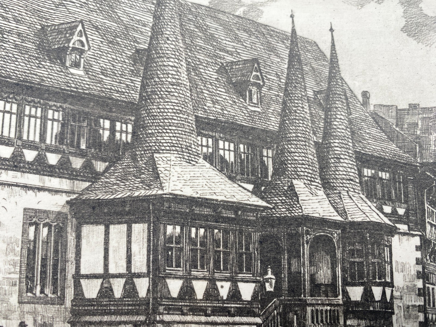 DEUTSCHER KÜNSTLER HEINZ WEHLISCH RADIERUNG EINBECK RATHAUS 1912 HANDSIGNIERT