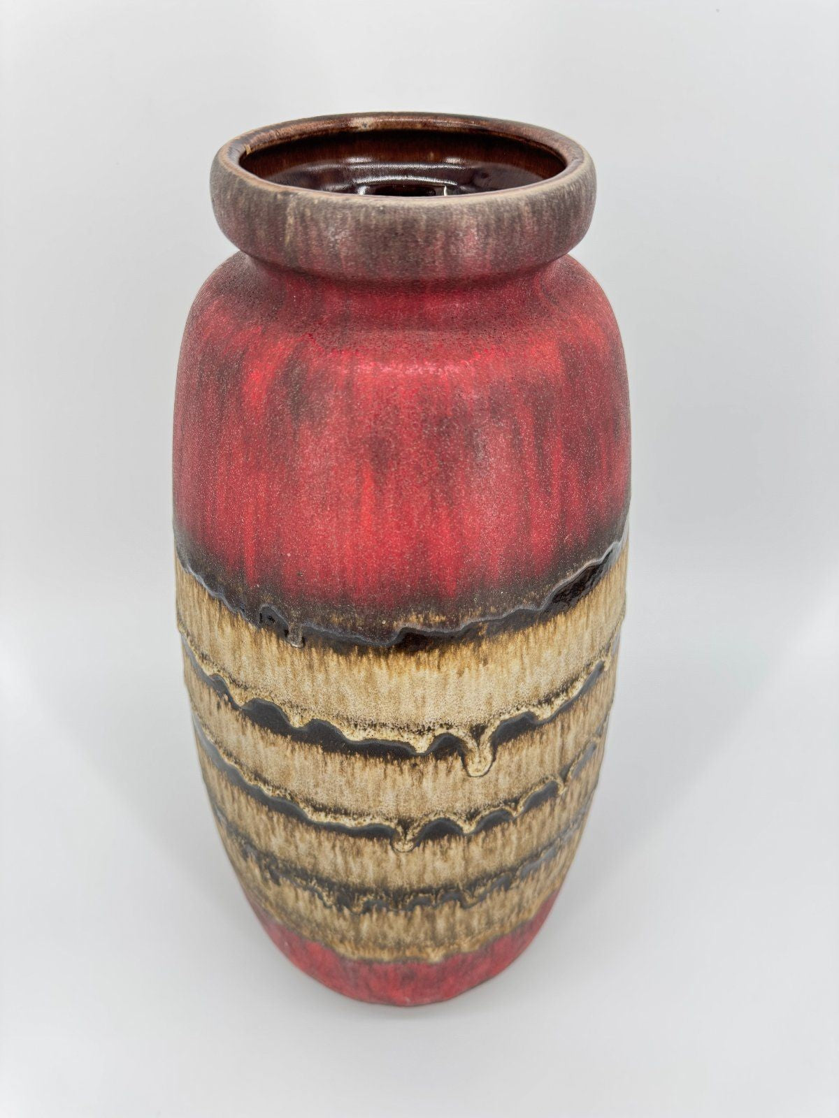 SCHEURICH FAT LAVA BODENVASE STUDIOKERAMIK ROT BRAUN W GERMANY