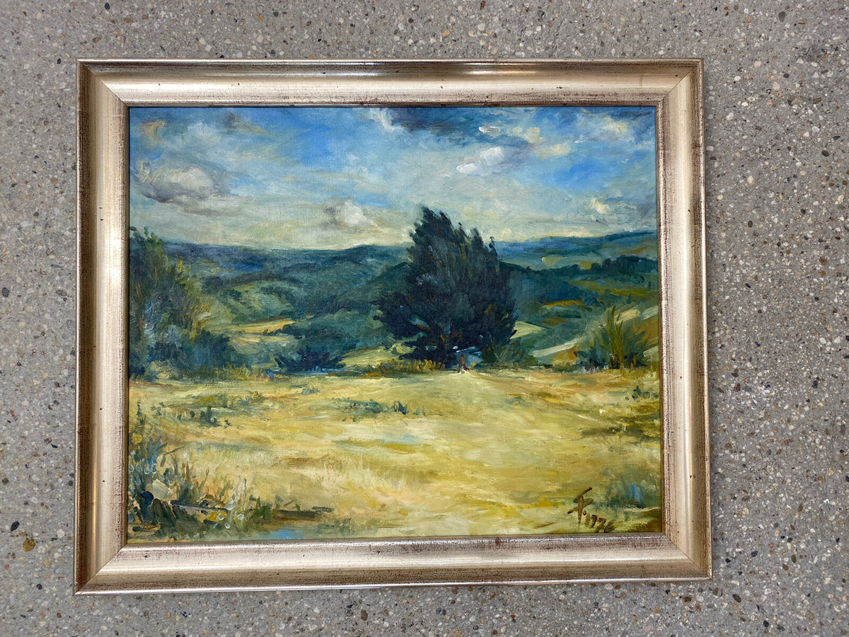 * ÖL GEMÄLDE PETER SCHMIDT SCHÖNBERG BERLINER KUNST BILD BAUM LANDSCHAFT RAHMEN