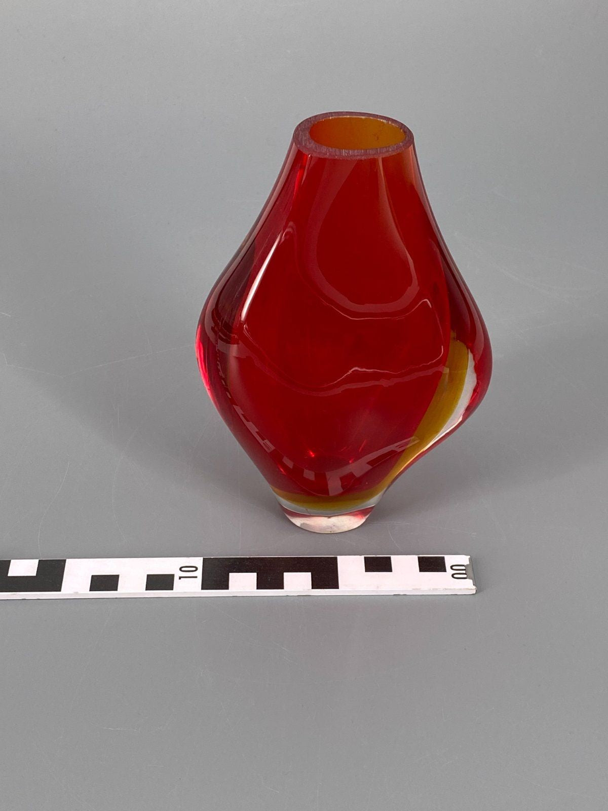 * SOMMERSO GLAS VASE ROT ORANGE MURANO GLAS ITALIEN MID CENTURY