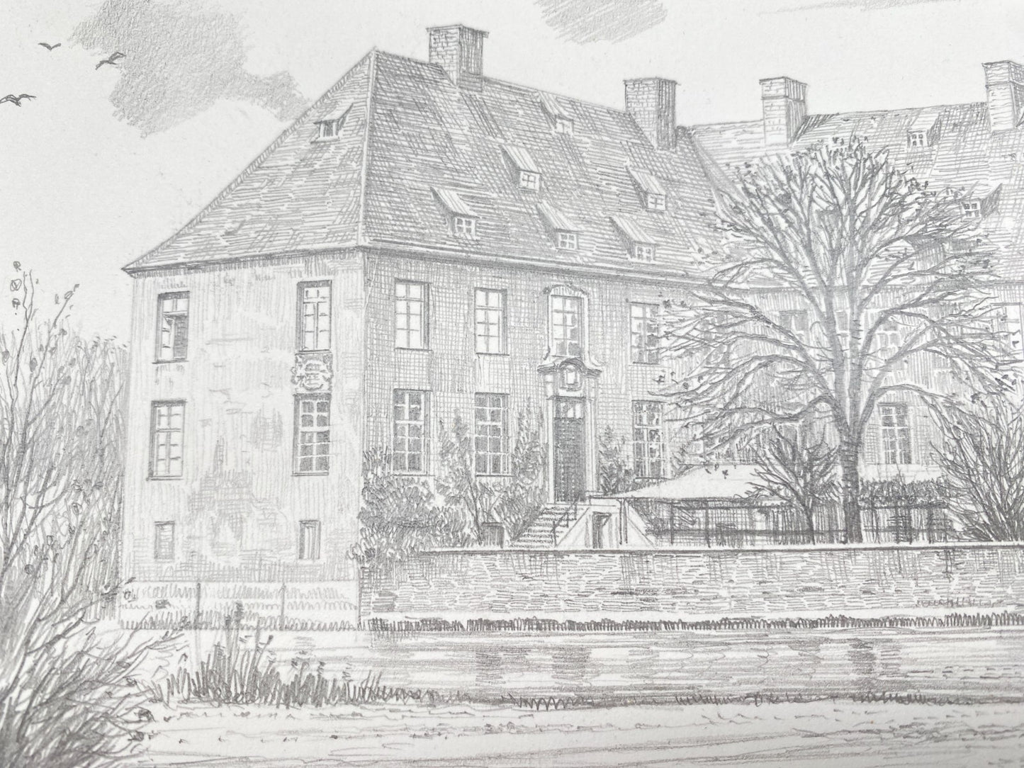 DEUTSCHER KÜNSTLER HEINZ WEHLISCH ZEICHNUNG SCHLOSS GRIMBERG HANDSIGNIERT
