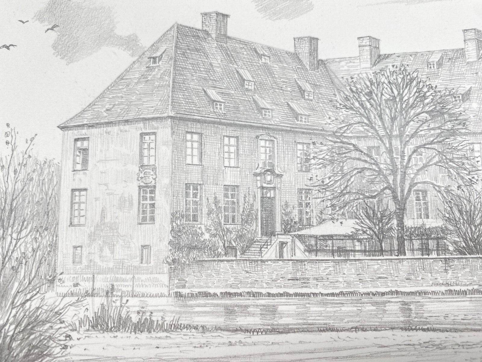 DEUTSCHER KÜNSTLER HEINZ WEHLISCH ZEICHNUNG SCHLOSS GRIMBERG HANDSIGNIERT