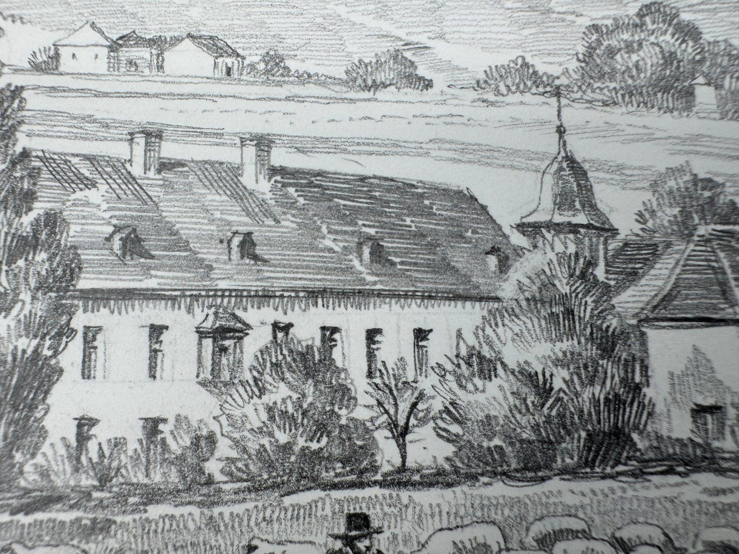 * HEINZ WEHLISCH ZEICHNUNG SCHLOß ADOLFSBURG KIRCHHUNDEM ANSICHT