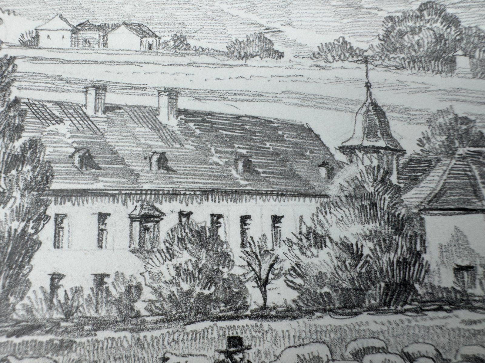 * HEINZ WEHLISCH ZEICHNUNG SCHLOß ADOLFSBURG KIRCHHUNDEM ANSICHT