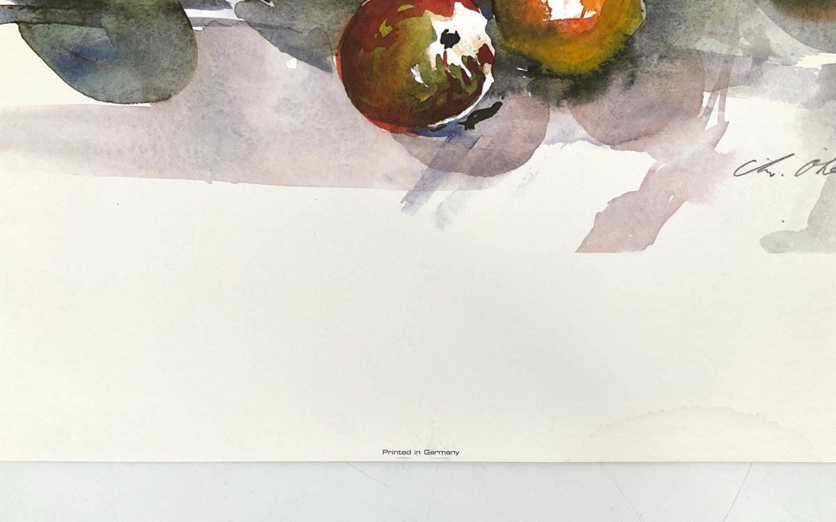 *KUNSTDRUCK ÄPFEL CHRISTA OHLAND STILLEBEN AQUARELL BAYERN MÜNCHEN BÜTTENPAPIER