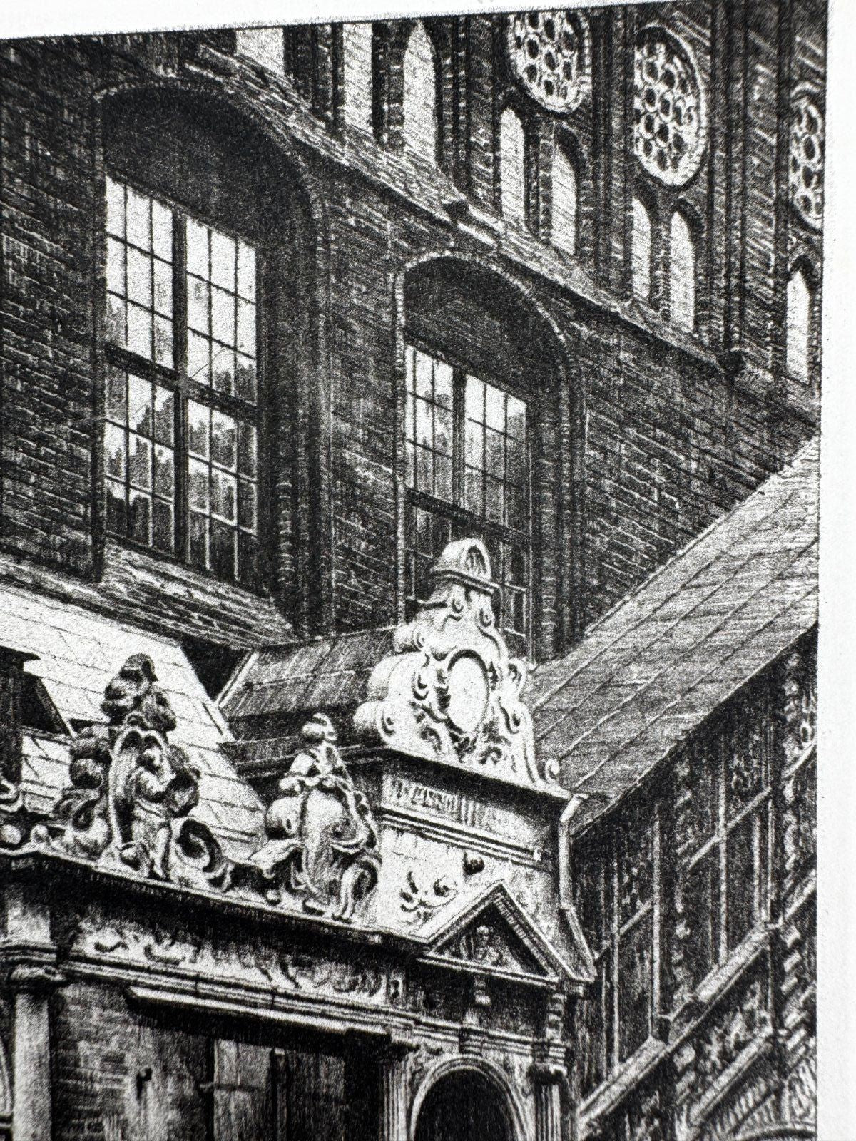 * HEINZ WEHLISCH ORIGINAL RADIERUNG LÜBECK RATHAUSTREPPE UM 1885