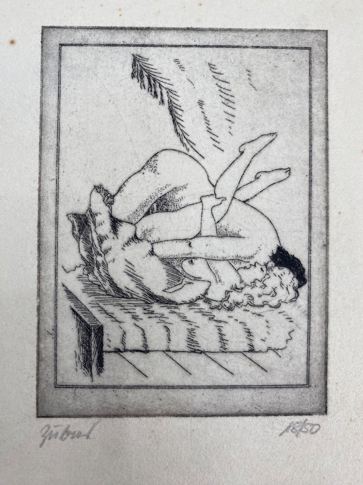 * EROTISCHE RADIERUNG AKT 18/50 ZUBER DEUTSCHES REICH UM 1900 ORIGINAL SIGNIERT