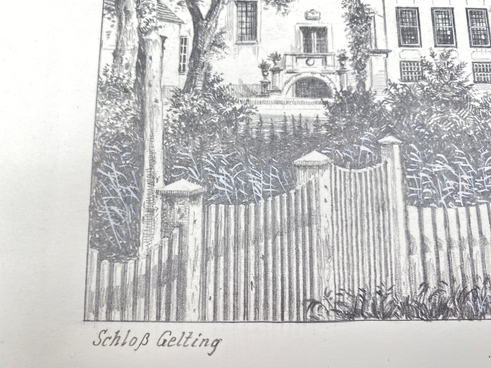 HEINZ WEHLISCH ZEICHNUNG SCHLOSS GELTING ANGELN HANDSIGNIERT
