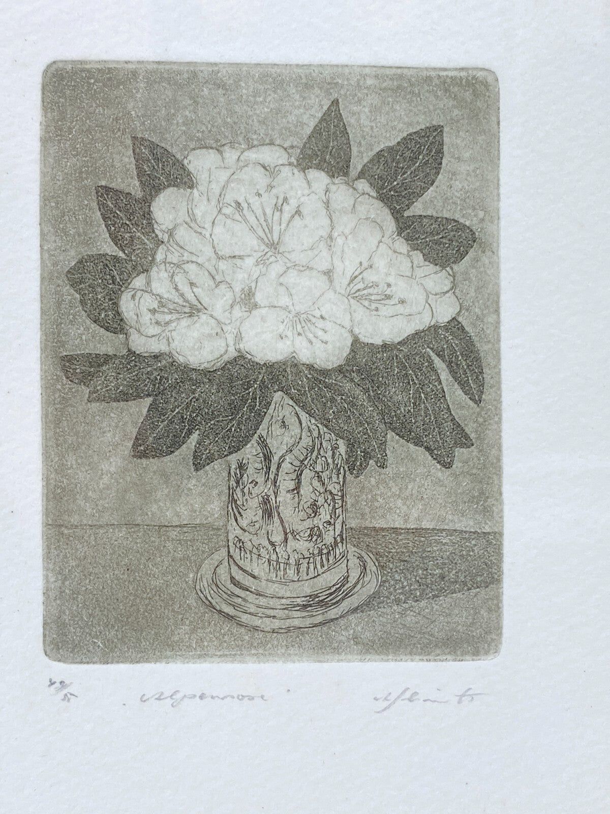 * ALPENROSE RADIERUNG AQUA TINTA ALFRED SCHMIDT LIMITIERT SIGNIERT GERAHMT