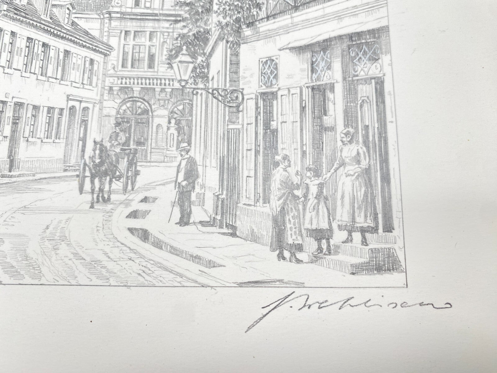 HEINZ WEHLISCH ZEICHNUNG BÜHL SCHWANENSTR UM 1905 HANDSIGNIERT