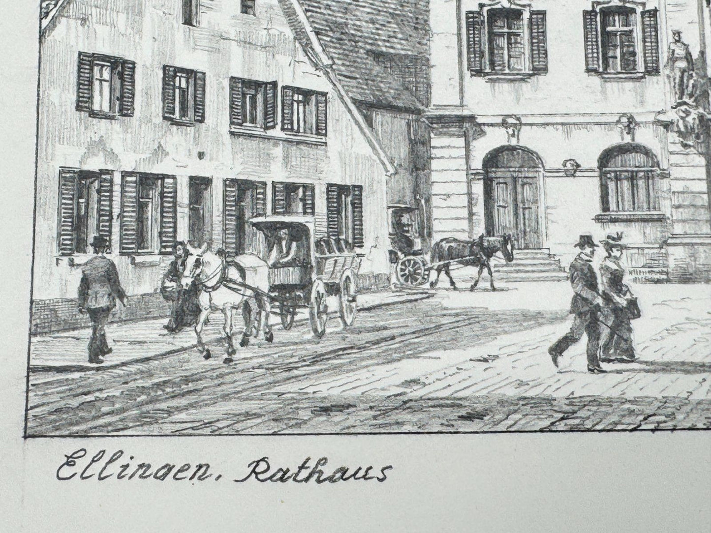 * HEINZ WEHLISCH ZEICHNUNG ELLINGEN RATHAUS SIGNIERT