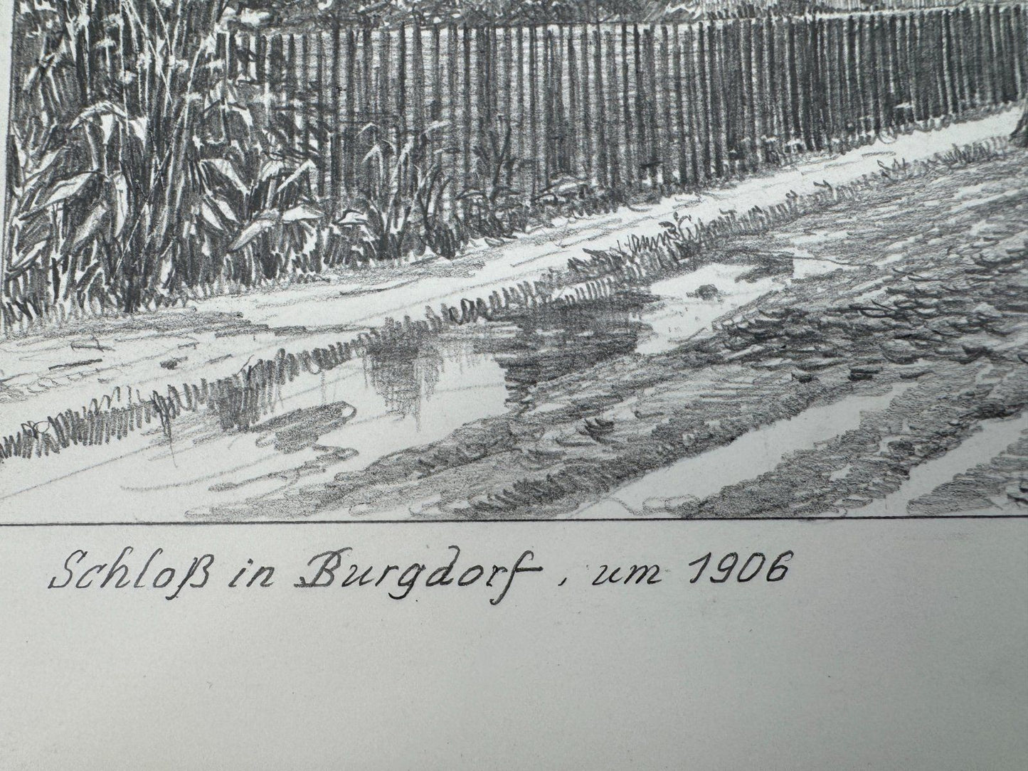 * HEINZ WEHLISCH ZEICHNUNG SCHLOß IN BURGDORF UM 1906 ANSICHT SIGNIERT