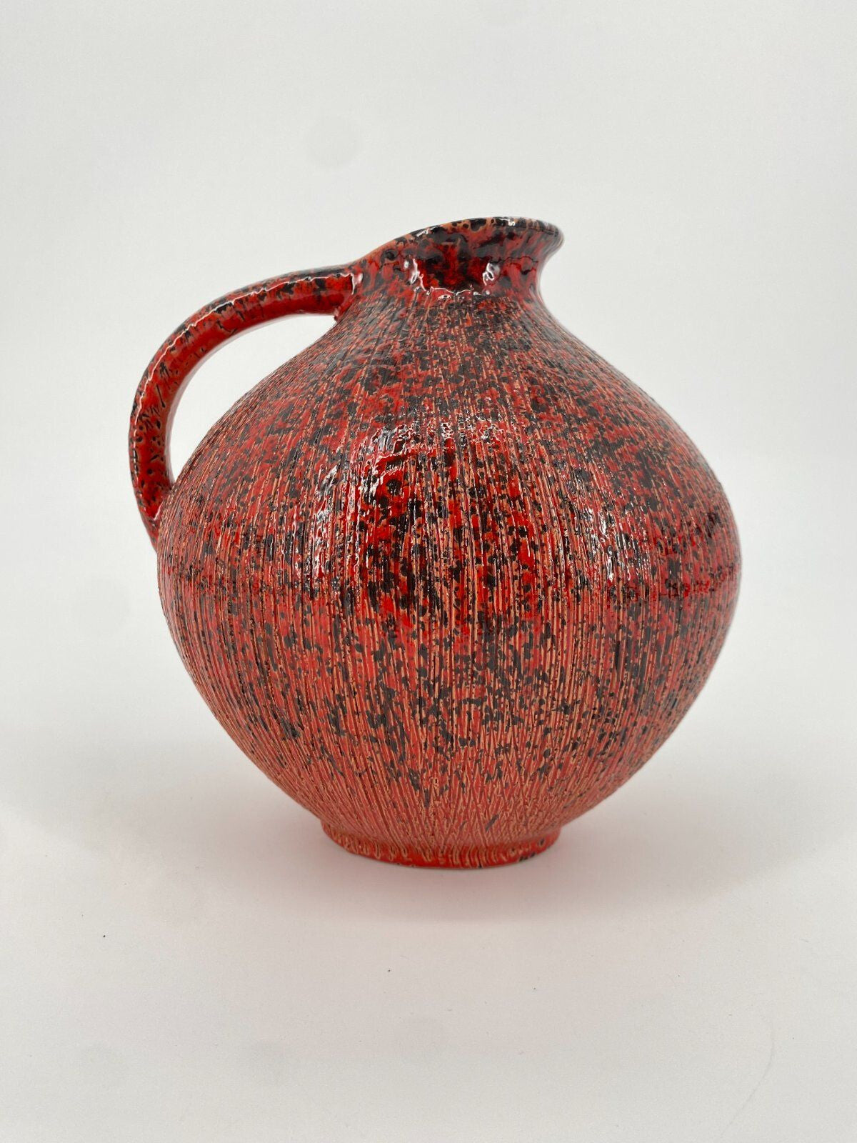 * VASE KRUG WÄCHTERSBACH ROT SCHWARZ WEST GERMANY VINTAGE KERAMIK