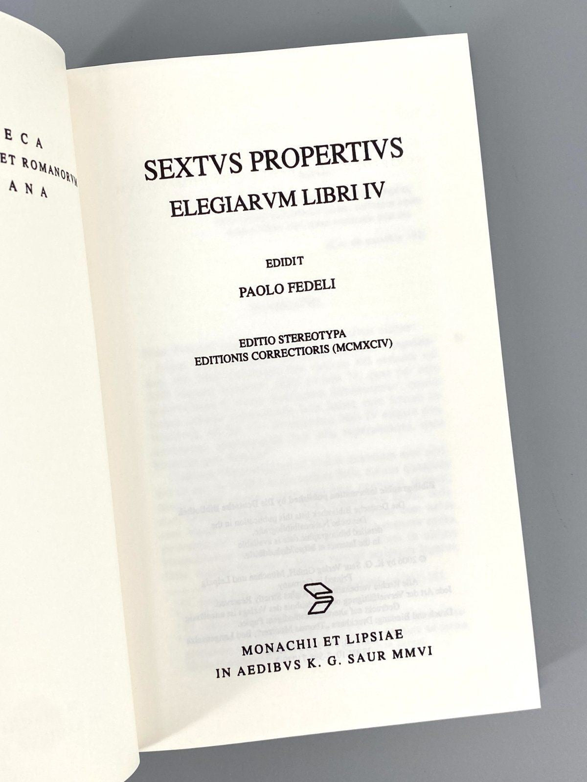 *BUCH PAOLO FEDELI SEXTUS PROPERTIUS ELEGIARUM LIBRI IV DE GRUYTE