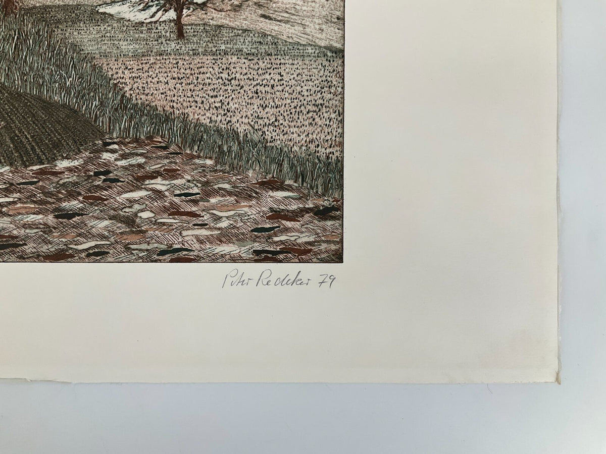 * RADIERUNG PETER REDEKE DRUCK AQUATINTA FARBIG LANDSCHAFT 79 III 1979 KUNSTWERK