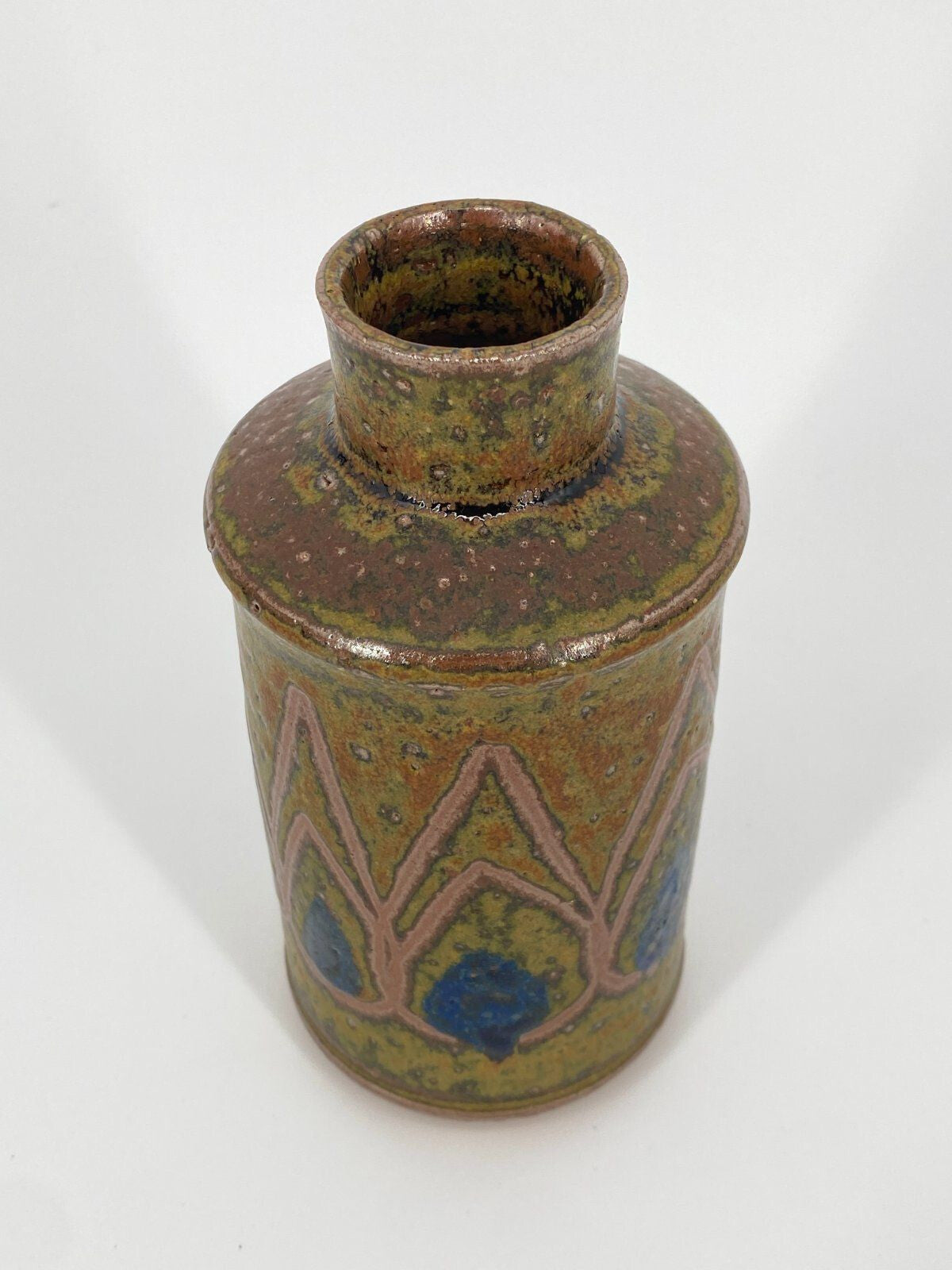 * STUDIOKERAMIK VASE METALLIC PFAUENFEDER DANISH DESIGN VINTAGE