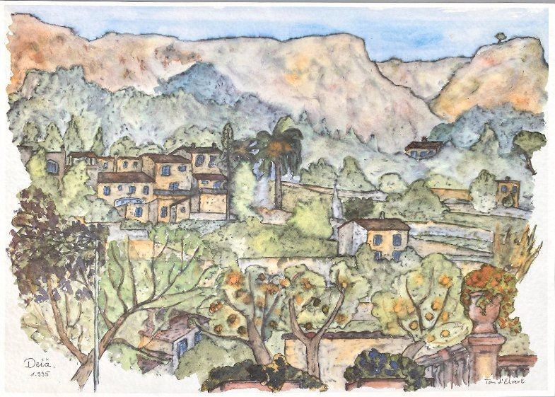 * GRAFIK OFFSET DEIÀ MALLORCA SPANIEN TOM D’ELVERT AQUARELL 1995