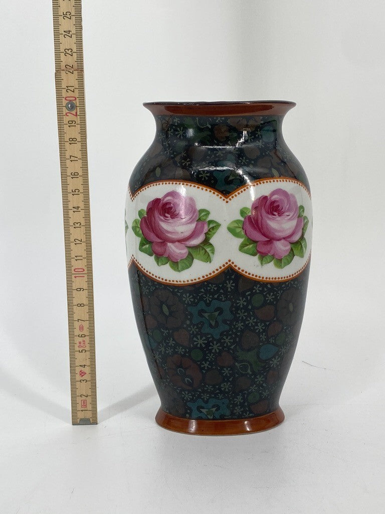 * EICHWALD PORZELLAN VASE BÖHMEN JUGENDSTIL 1900 ROSEN DEKOR VINTAGE