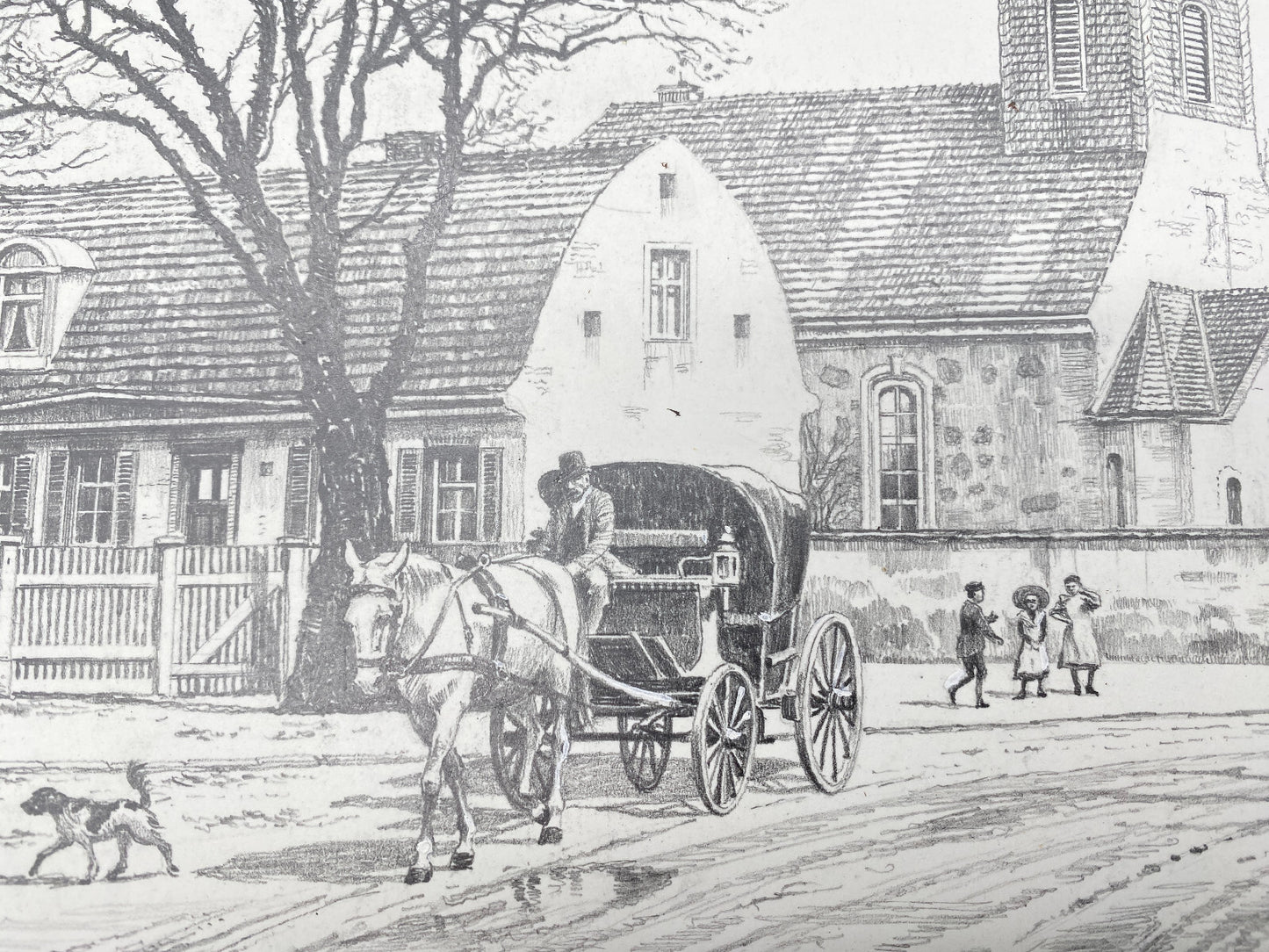 DEUTSCHER KÜNSTLER HEINZ WEHLISCH ZEICHNUNG BERLIN RIXDORF BETHLEHEMKIRCHE 1885