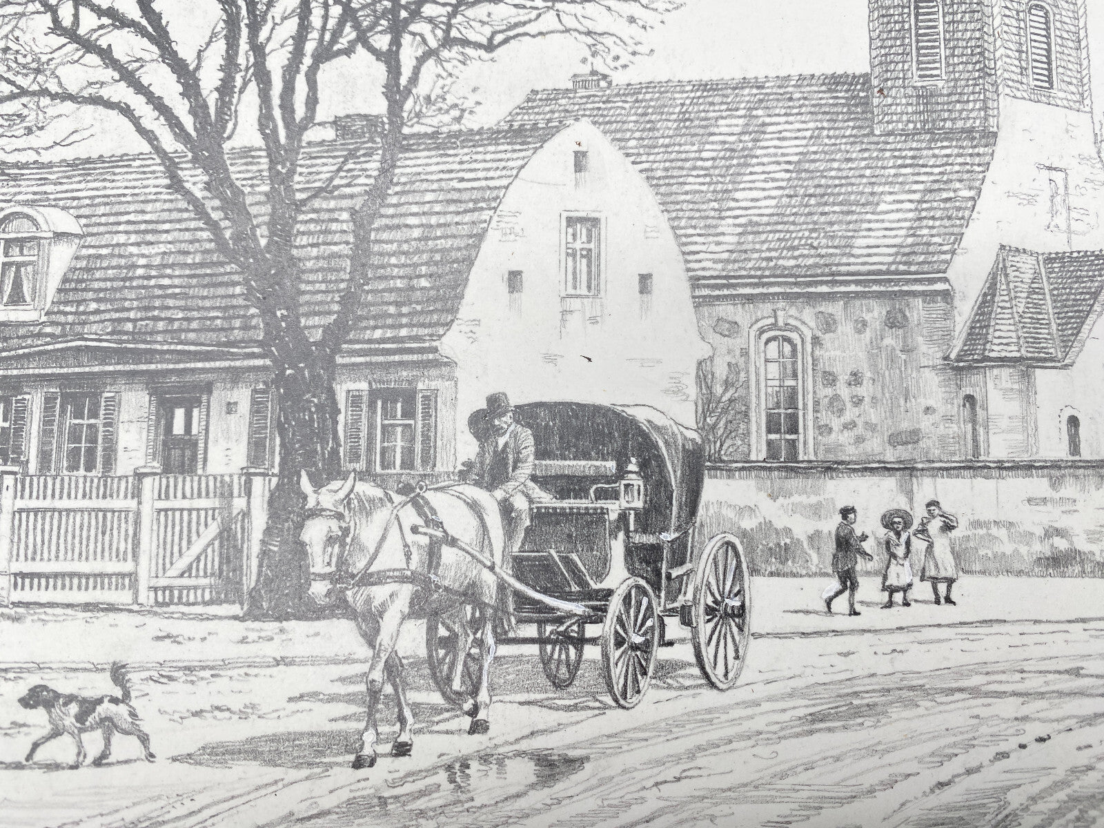 DEUTSCHER KÜNSTLER HEINZ WEHLISCH ZEICHNUNG BERLIN RIXDORF BETHLEHEMKIRCHE 1885