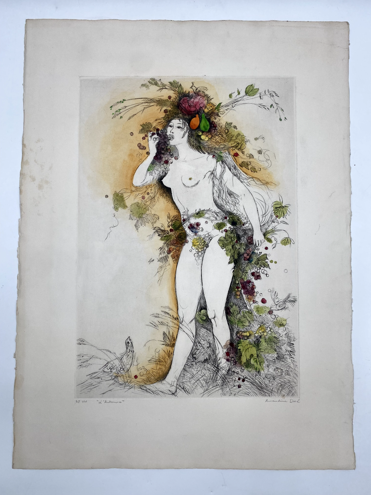 * DRUCK AMANDINE DORE L'ANTONINE LITHOGRAFIE HANDKOLORIERT PARIS EROTIK