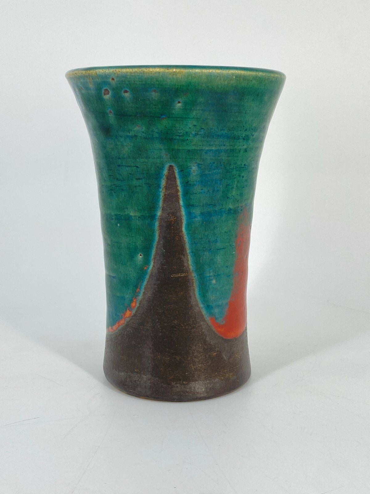 * STUDIOKERAMIK VASE TROMPETEN TRICHTER FORM VINTAGE KERAMIK