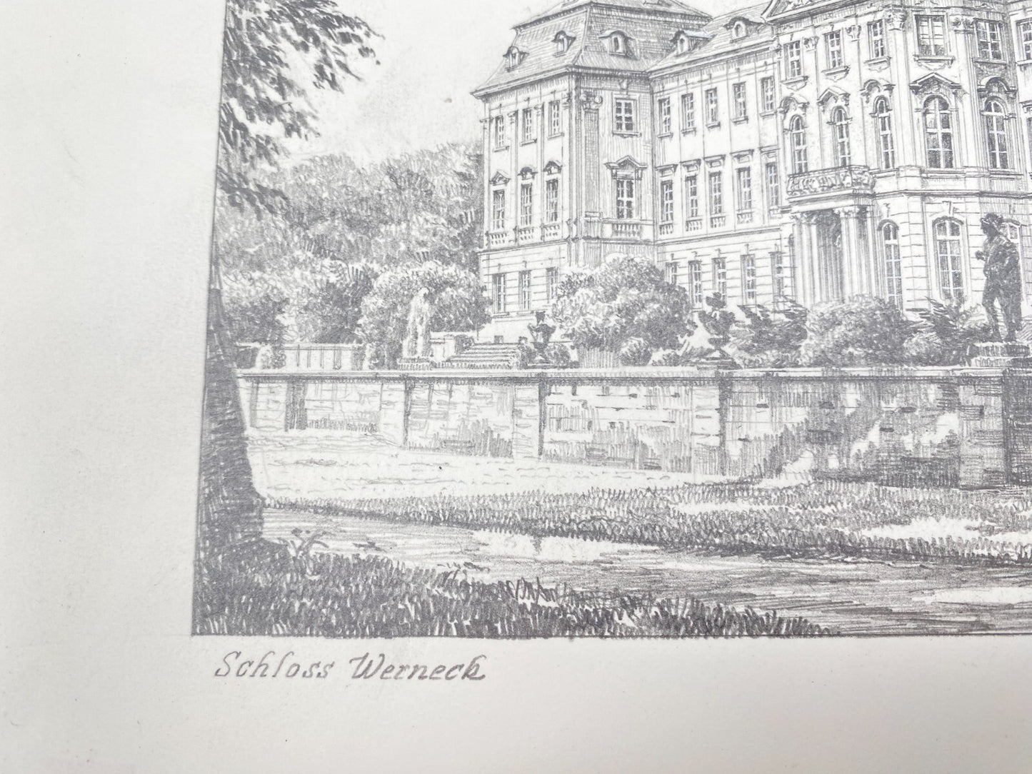 DEUTSCHER KÜNSTLER HEINZ WEHLISCH ZEICHNUNG SCHLOSS WERNECK HANDSIGNIERT