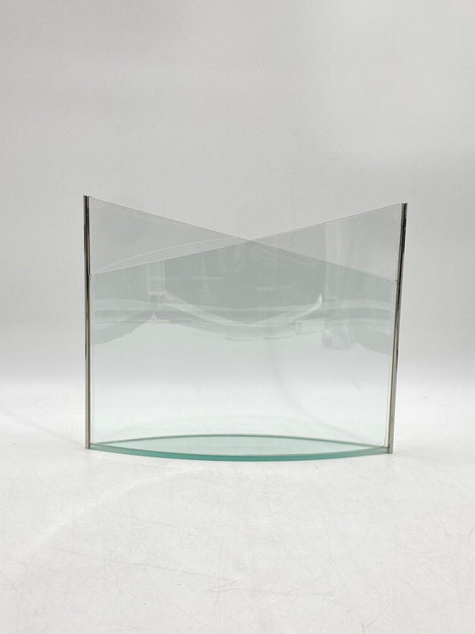 * KUNSTVOLLE VASE GLAS GLASVASE EDELSTAHL MID CENTURY DESIGN