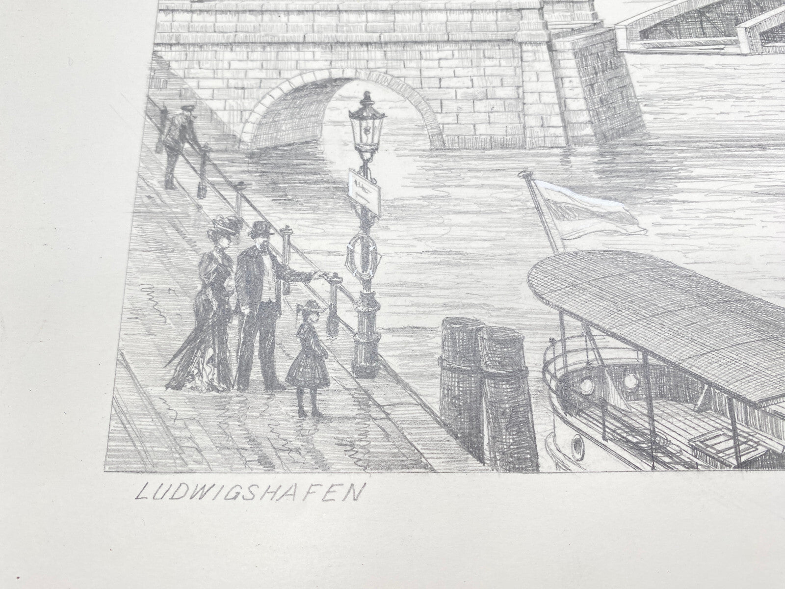 HEINZ WEHLISCH ZEICHNUNG BERLIN DIE DORFKIRCHE TEMPELHOF UM 1840 HANDSIGNIERT