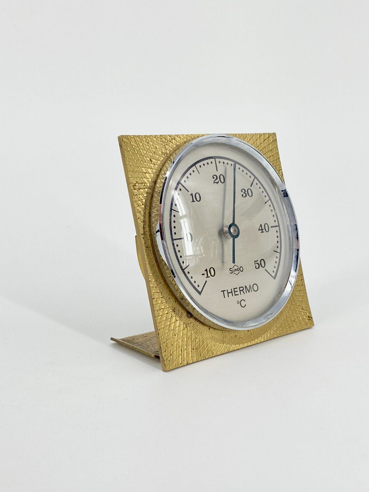 * STEHENDES TISCH THERMOMETER MESSING DEKOR SUNDO VINTAGE