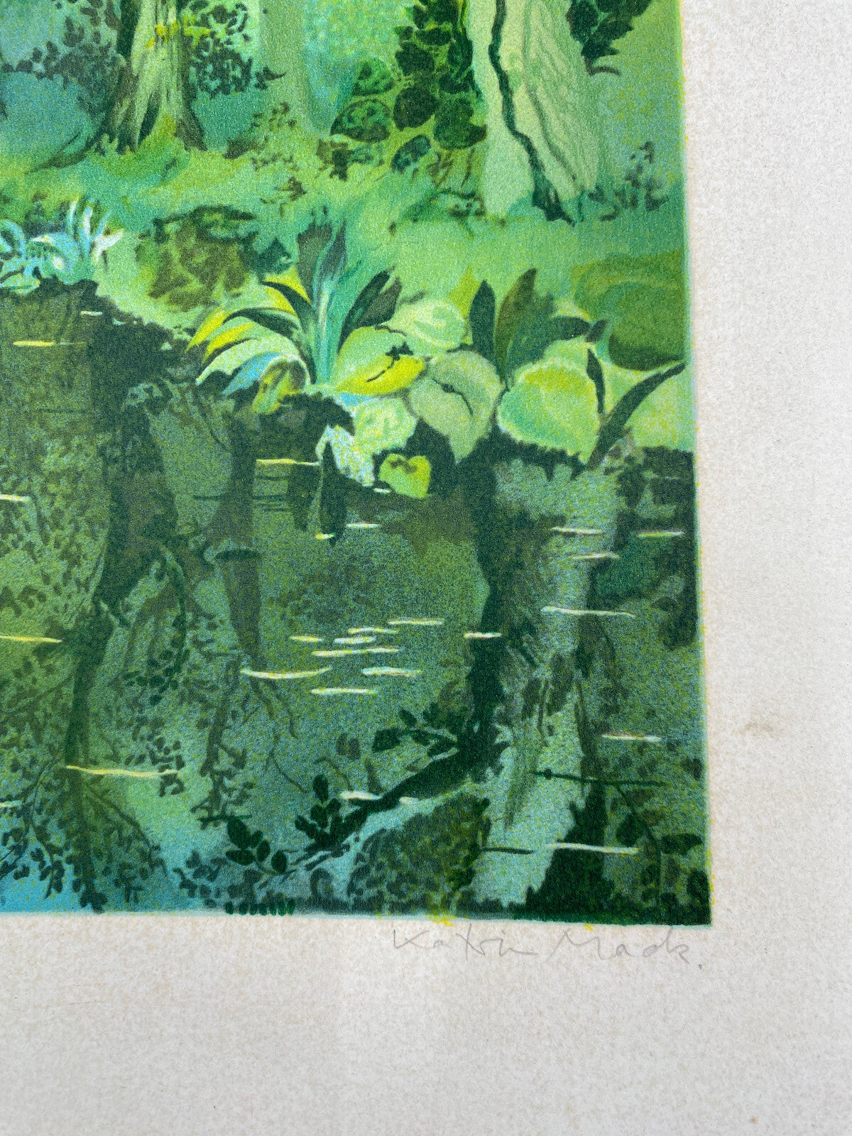 * LITHOGRAFIE KATRIN MACK NAIVE MALEREI DRUCK LIEBESPAAR NATUR BOOT