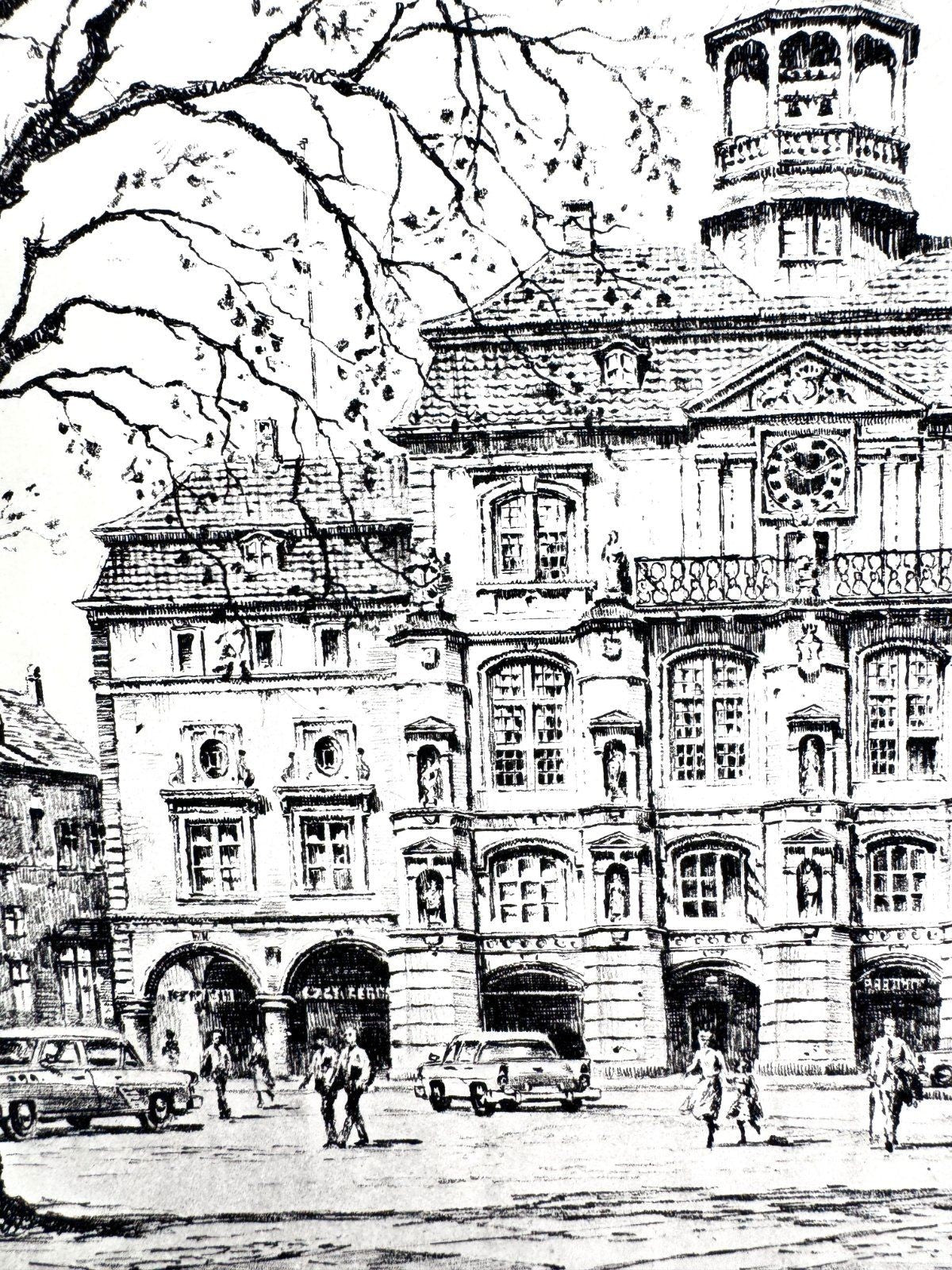 * GRAFIK DRUCKGRAFIK LÜNEBURG RATHAUS 50ER ANSICHT WEHLISCH