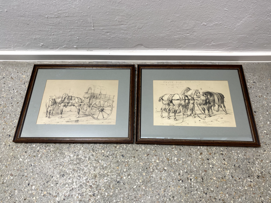 * 2 x VICTOR ADAM 19 JHDT LITHOGRAPHIE POSTE AUX CHEVAUX PFERDE WAGEN TRANSPORT