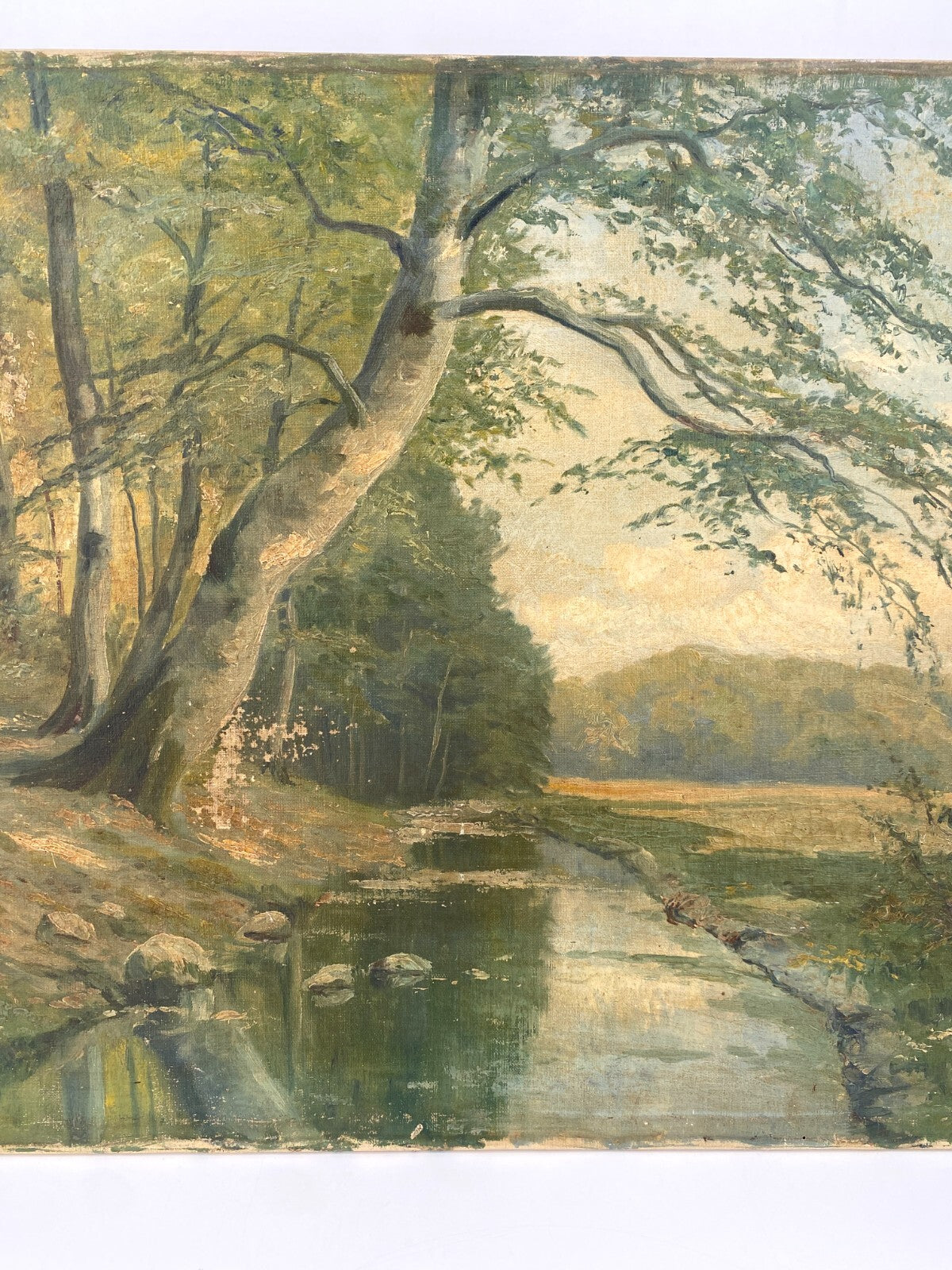 *ÖLGEMÄLDE ERNST LUCKE LANDSCHAFT WALD BÄUME BACH LEINWAND SIGNIERT