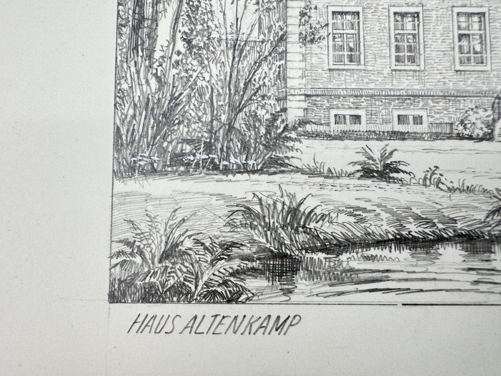 * HEINZ WEHLISCH ZEICHNUNG HAUS ALTENKAMP ASCHENDORF ANSICHT SIGNIERT