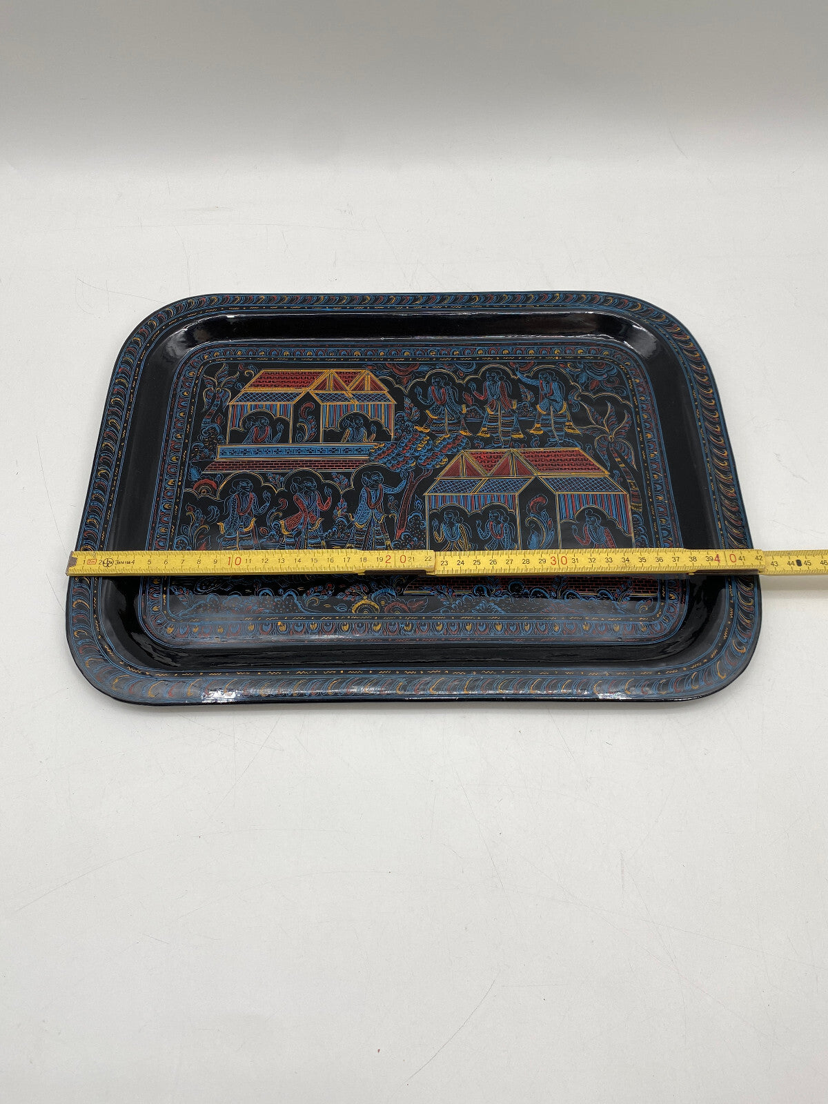 * TABLETT QUADRATISCH BURMESISCH MYANMAR BAMBUS LACKARBEIT LAQUERWARE