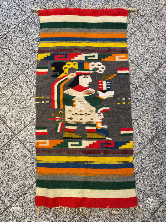 VINTAGE MEXICO WANDTEPPICH TEPPICH KELIM BILD MAYA INDIO SOUVENIR