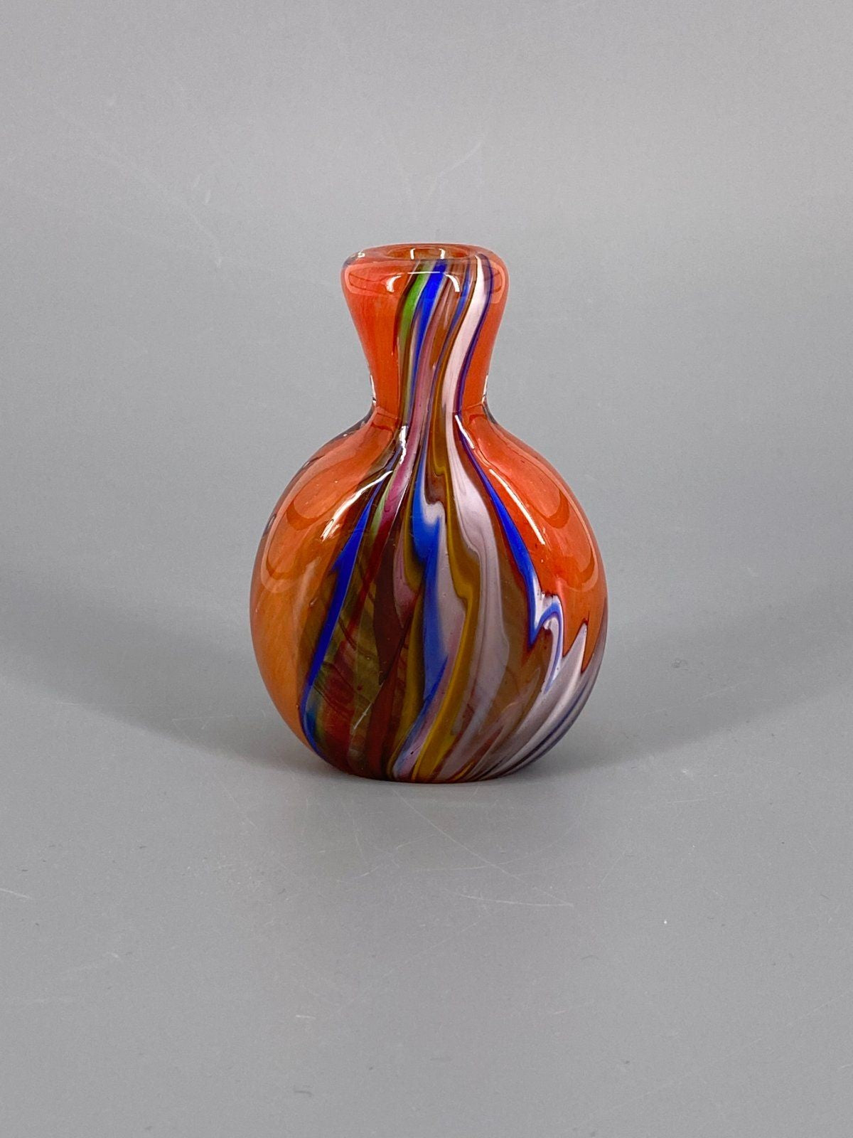 * KLEINE VASE MURANO GLAS ORANGE BLAU BUNT ITALIEN 10 CM MINI
