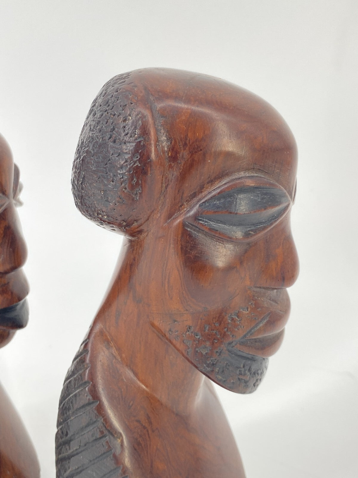 * 2 x AFRIKA HOLZ FIGUR KOPF ROSENHOLZ BÜSTE SCHNITZ HANDARBEIT VINTAGE