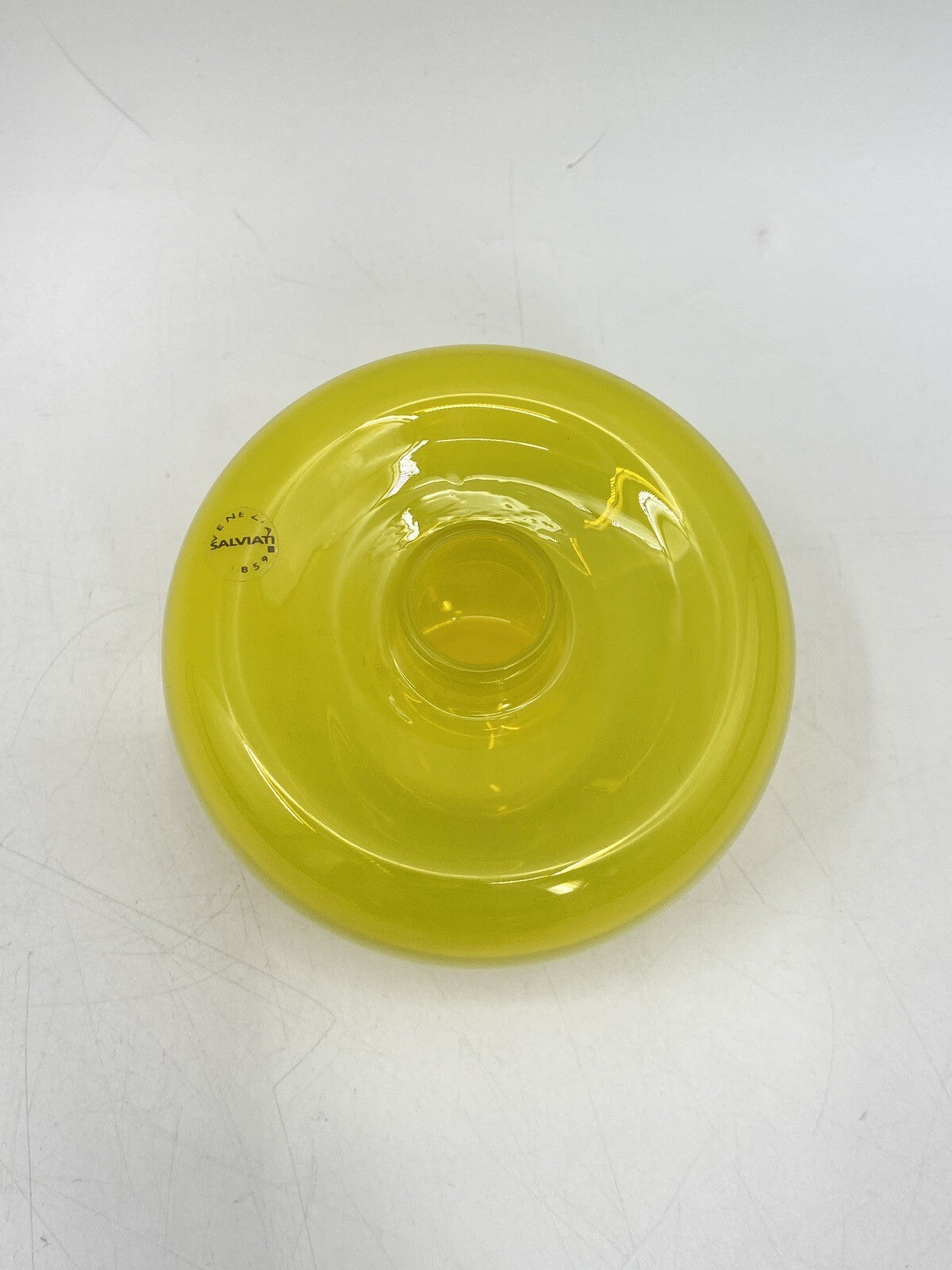 * VASE GLAS SALVIATI ITALY MURANOGLAS GELB ZITRONENGELB GLASS ART KUNST